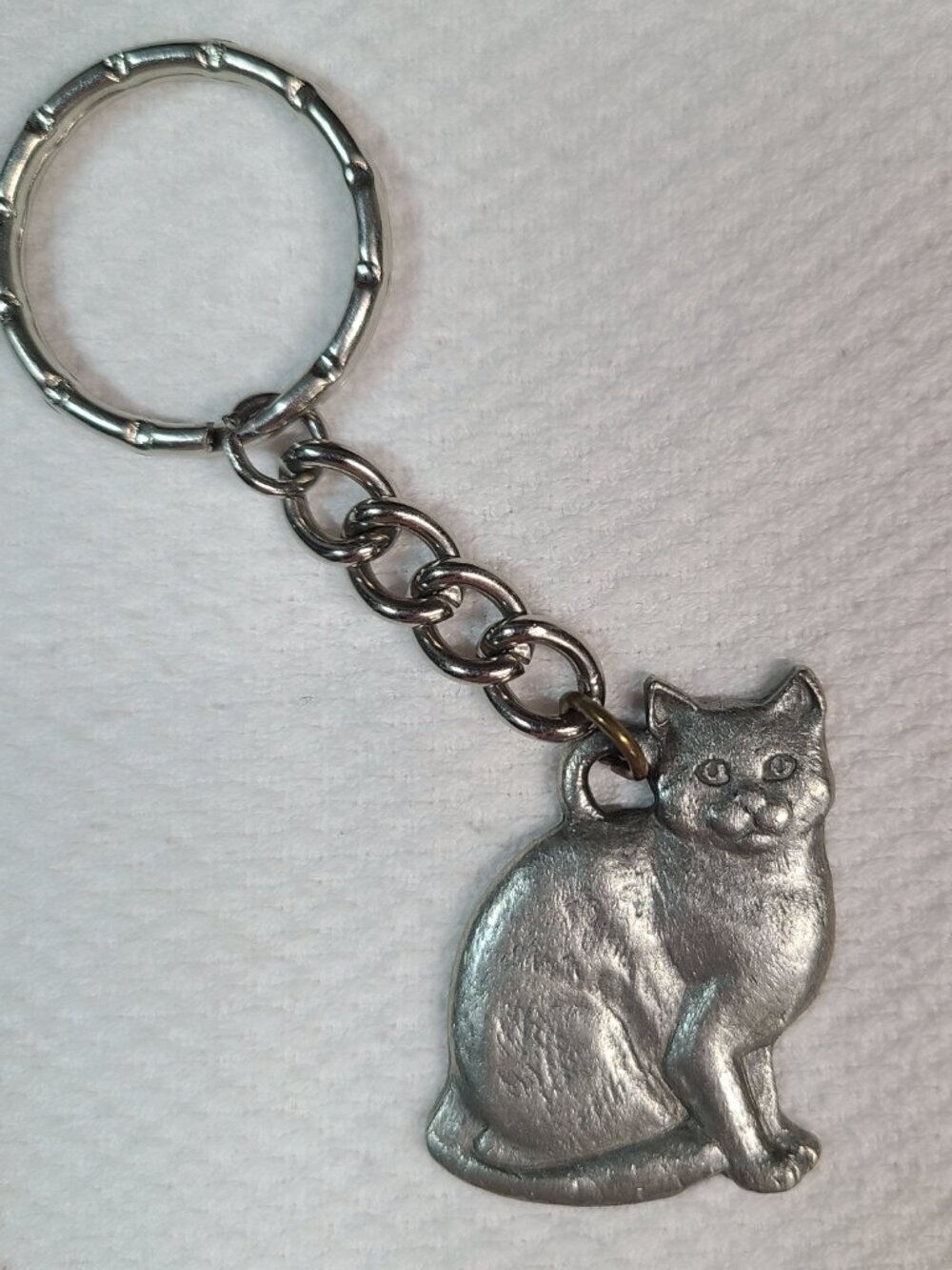 Cat Keychain Rawcliffe Pewter 1984 Vintage I Love My Tabby